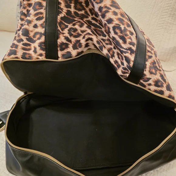 Leopard Print Women's Travel Bag with Black & Gold Accents - Picture 3 of 8